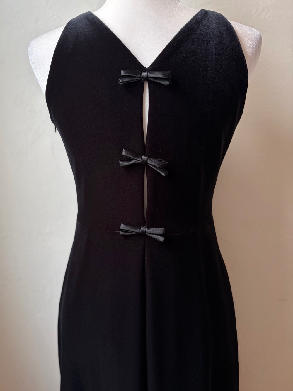 VTG 1995 Laundry by Shelli Segal Black Velvet Bow Back Maxi Dress 8P - Picture 9 of 12